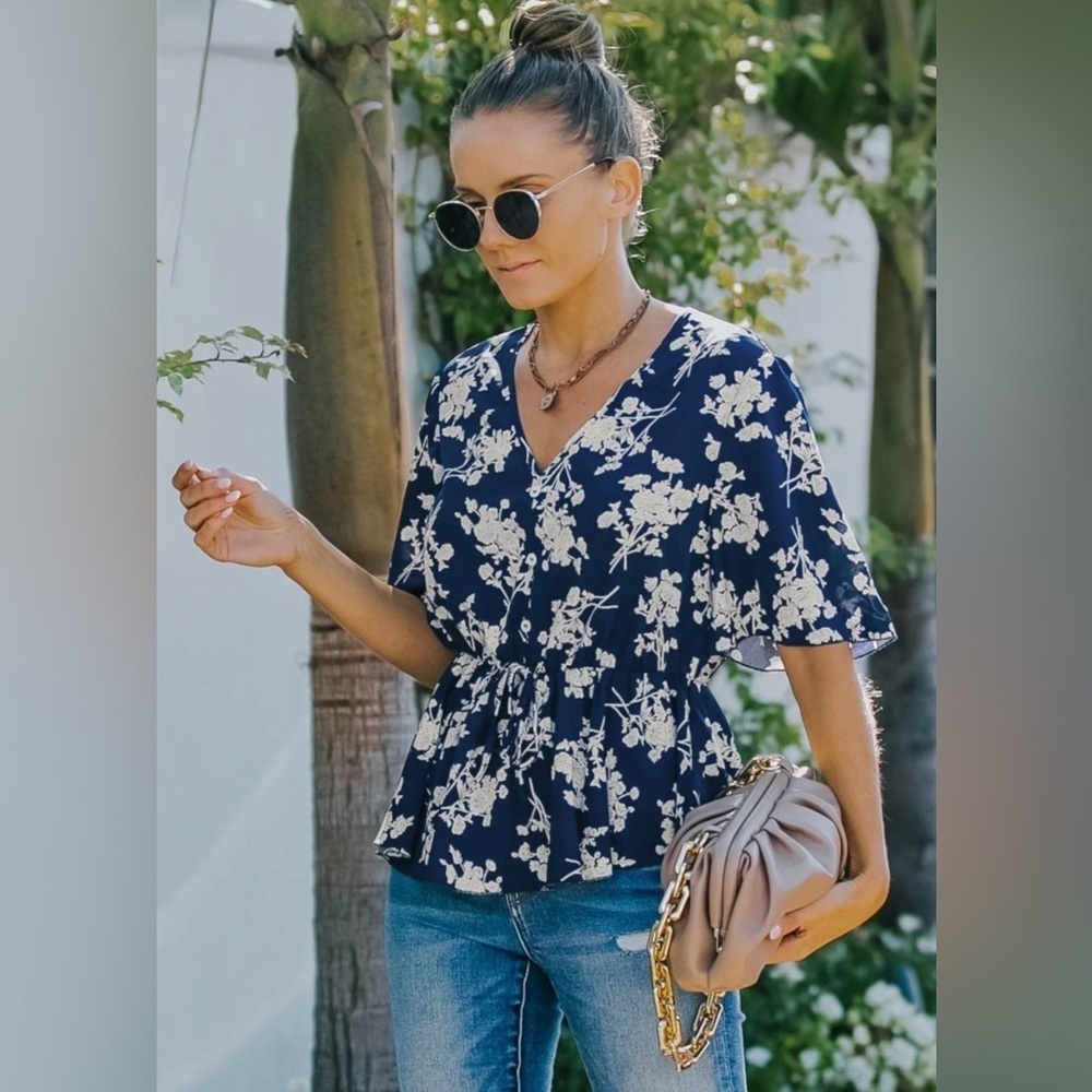 Shein Navy Floral Women's Top FINAL PRICE